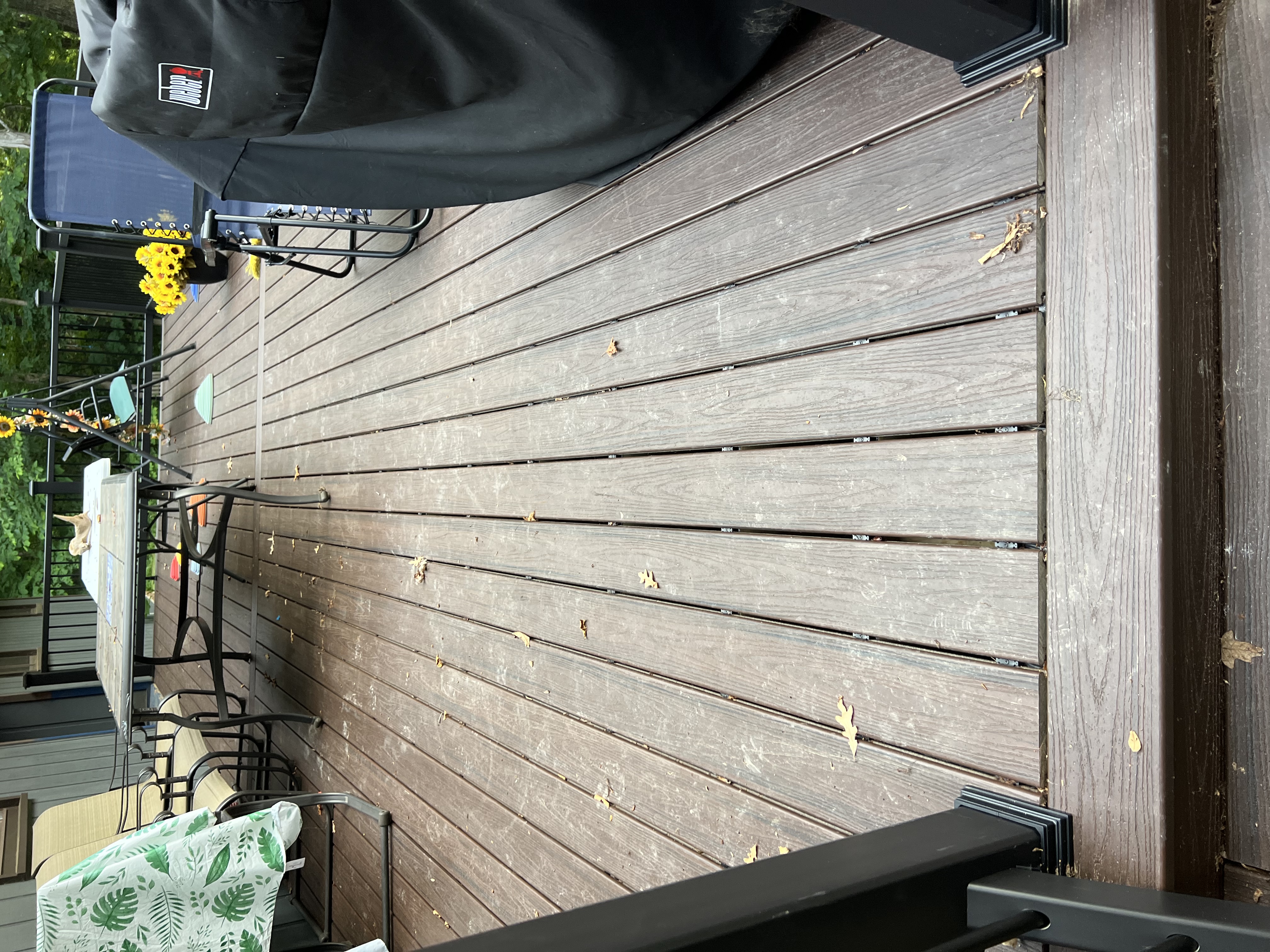 Trex composite decking surface with hidden fasteners