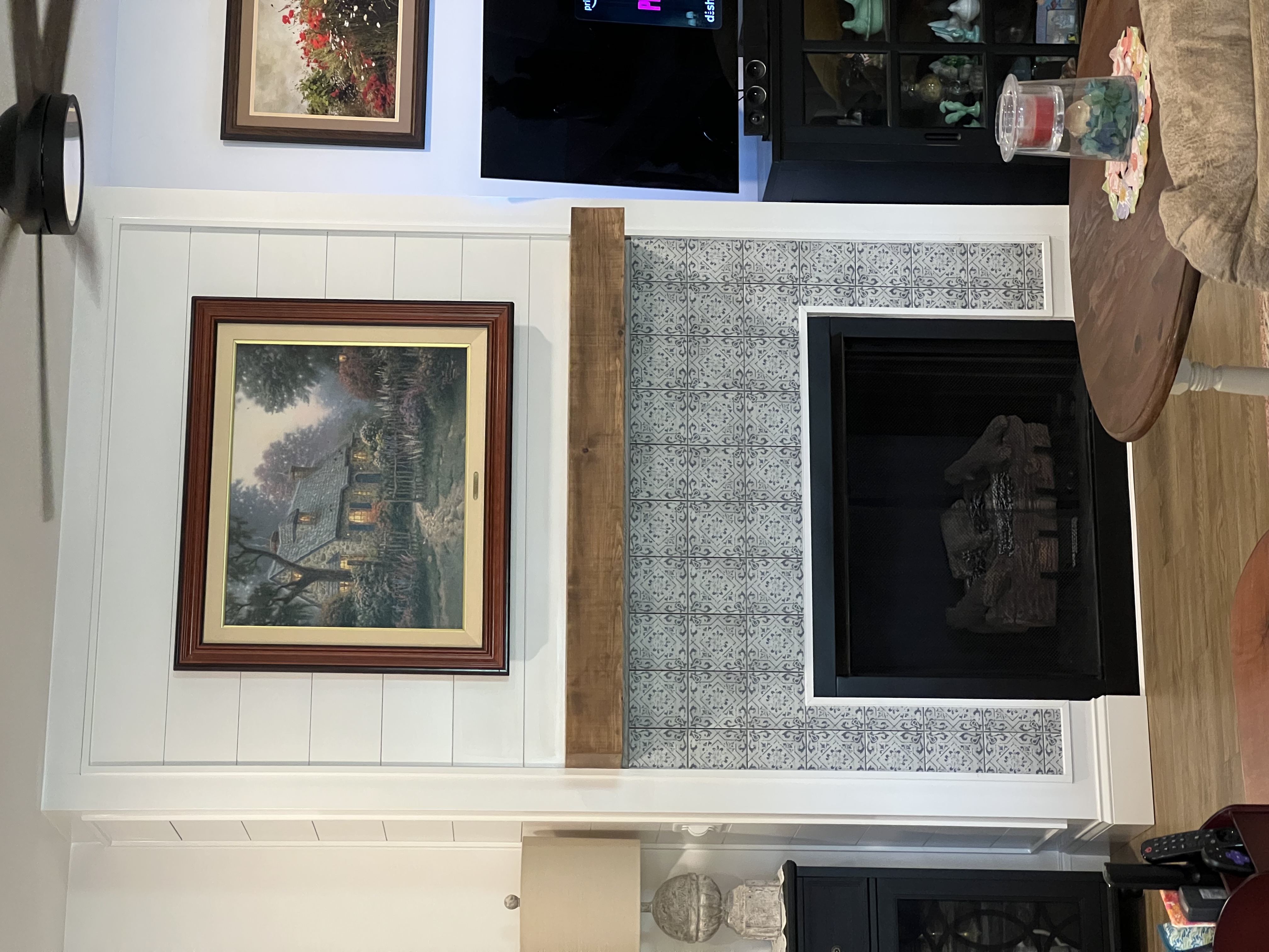 Custom fireplace tile surround with decorative tile Johnson City TN