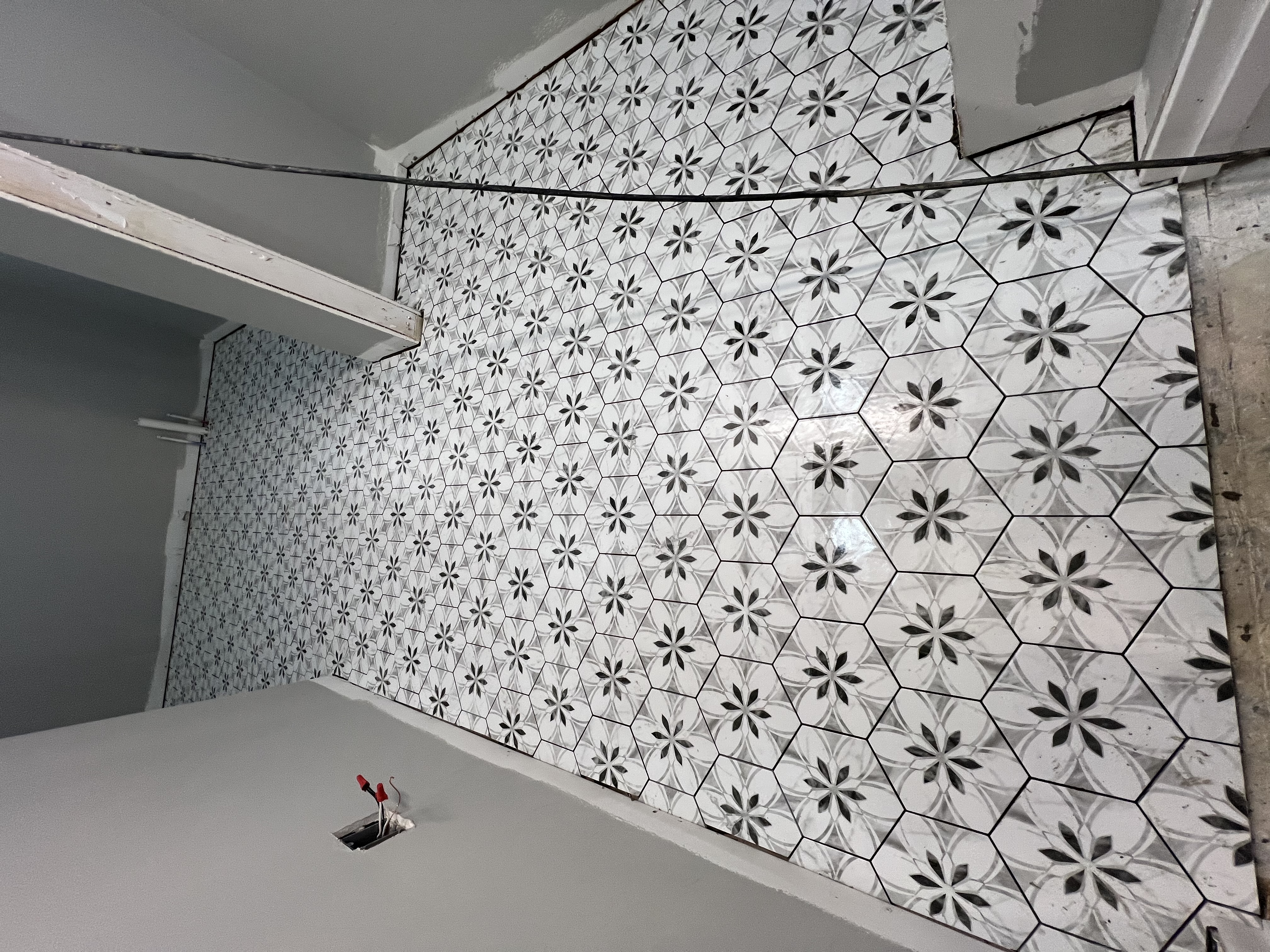 Decorative hexagon floor tile